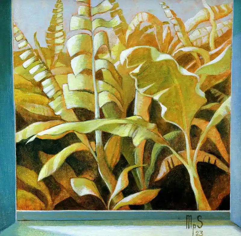 Sicht 2 von Michiel Schrijver | architektur Gemälde in acryl auf Leinwand 34 x 34 cm