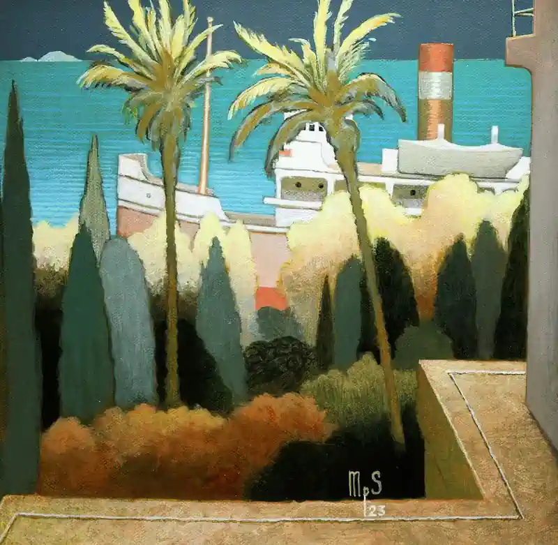 Sicht 5 von Michiel Schrijver | architektur Gemälde in acryl auf Leinwand 34 x 34 cm