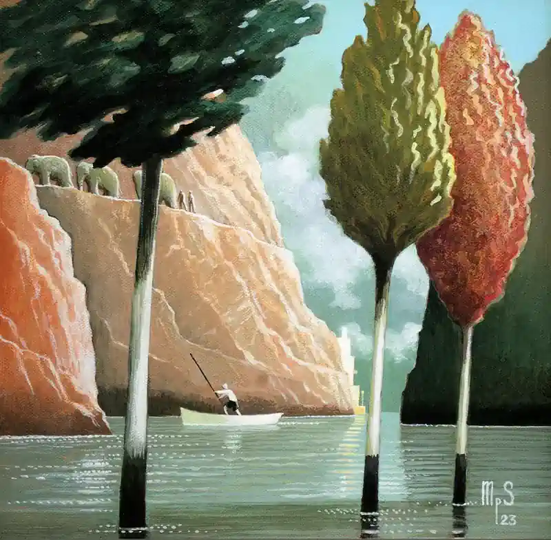 Sicht 6 von Michiel Schrijver | architektur Gemälde in acryl auf Leinwand 34 x 34 cm
