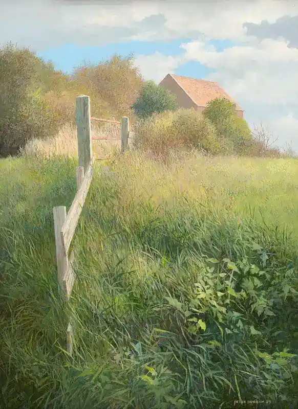 Above Warffum by Peter Durieux | landscape painting in acrylic on panel 41 x 32,5 cm