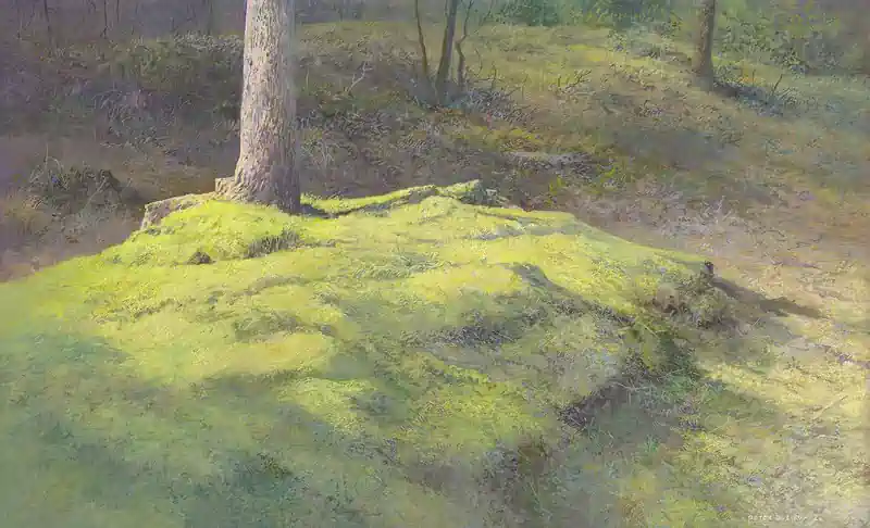 The tree by Peter Durieux | landscape painting in acrylic on panel 28 x 41 cm