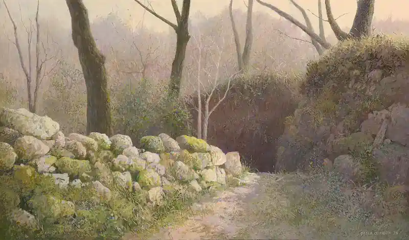 A good path by Peter Durieux | landscape painting in acrylic on panel 28 x 42 cm