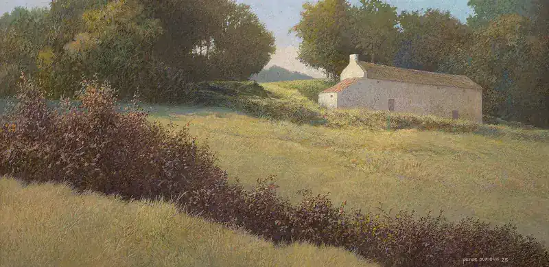 La Rue Chenot by Peter Durieux | landscape painting in acrylic on panel 23 x 39 cm