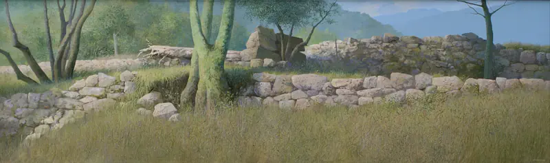 Wall at Le Coulet by Peter Durieux | landscape painting in acrylic on canvas 65 x 205 cm