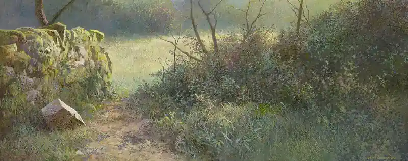 View by Peter Durieux | landscape painting in acrylic on panel 30 x 60,5 cm