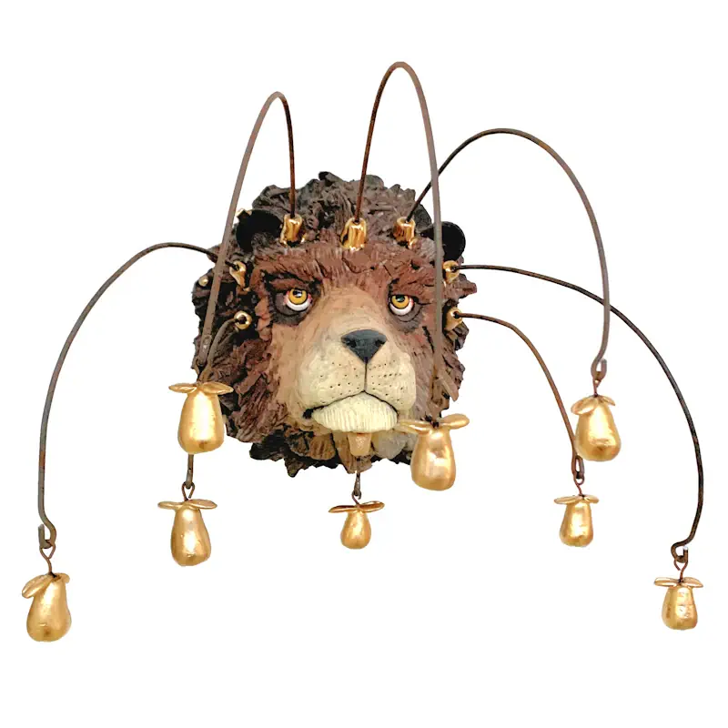 Kaiserlöwe mit goldenen Birnen von Peter Hiemstra | tier Skulptur in keramik Unikat 25 cm hoch