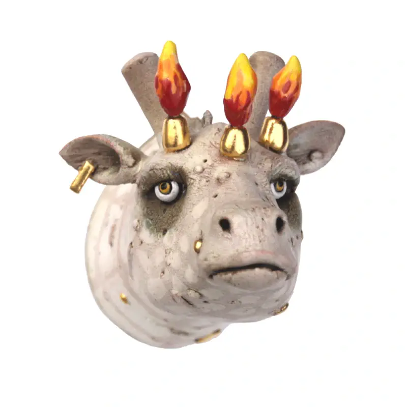 Fiery Reversal Giraffe by Peter Hiemstra | animal sculpture in ceramics unique 15 cm high