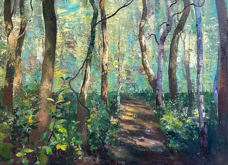 Groenestein van Simeon Nijenhuis | landschap schilderij in olieverf op paneel 57 x 72 cm