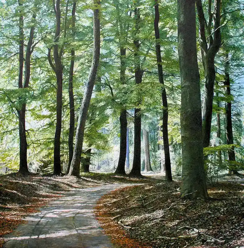 In the Stillness of the Moment by Wout Wachtmeester | landscape painting in acrylic on canvas 75 x 75 cm